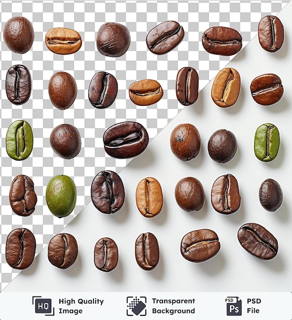 Transparent Background PSD realistic photographic Barista_s coffee beans