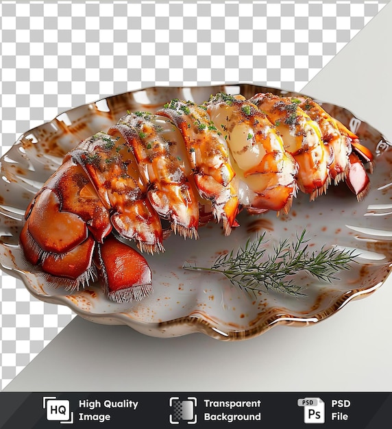 transparent background psd succulent lobster tail on a plate