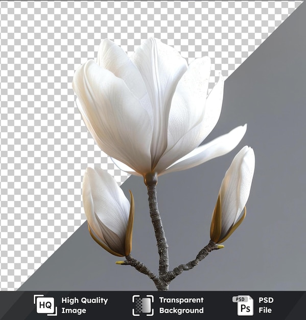 transparent background psd tulip tree flower in a vase