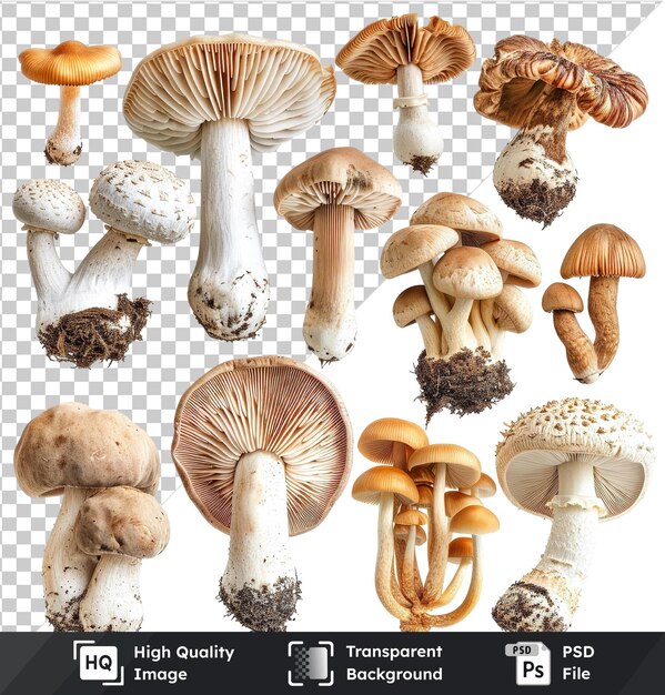 PSD transparent background psd variety of gourmet mushrooms isolated on transparent background