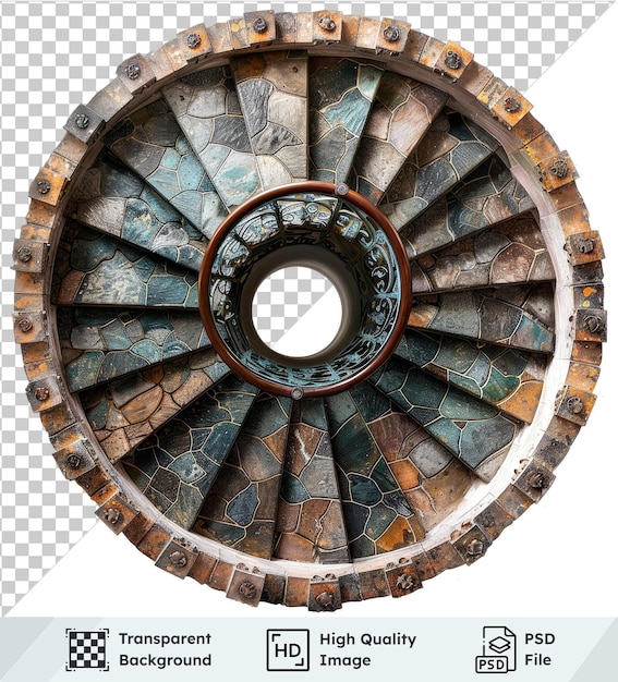 Transparent background psd vintage spiral staircases isolated