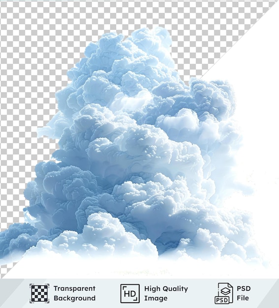 Transparent background psd of white clouds on blue sky isolated