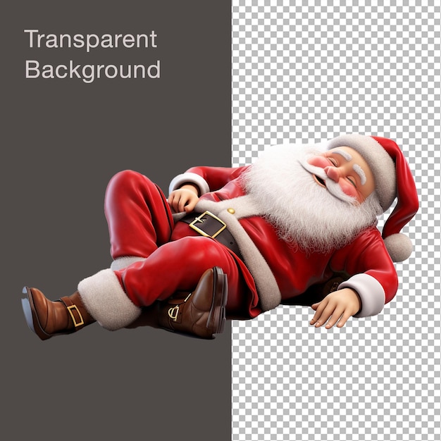 Transparent background Santa Claus lying on the ground