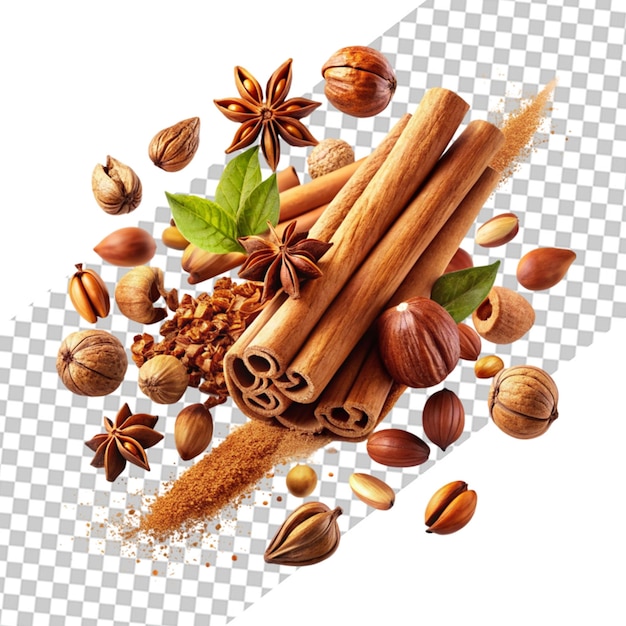 Transparent background with cloves and spices