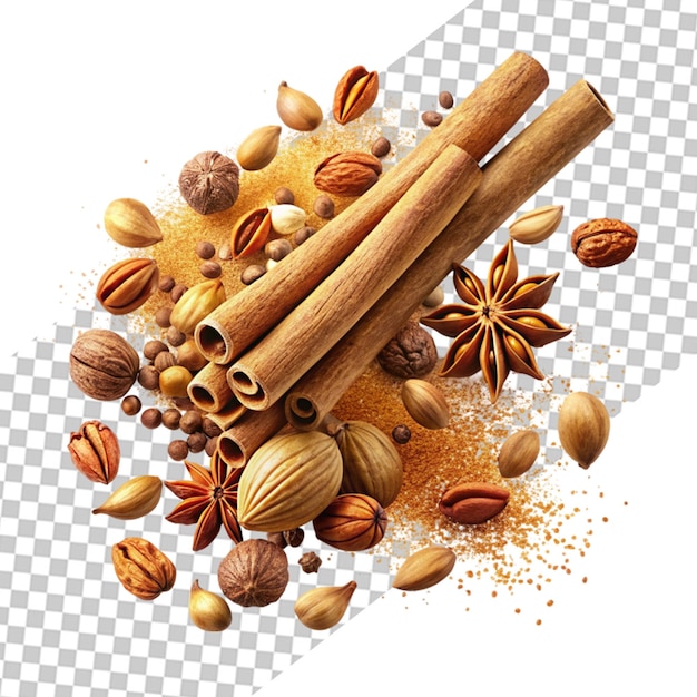 Transparent background with cloves and spices