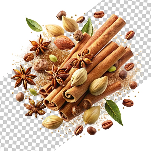 Transparent background with cloves and spices