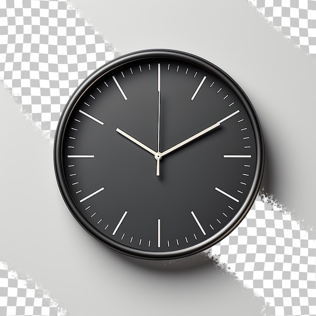 transparent background with a dark grey wall clock