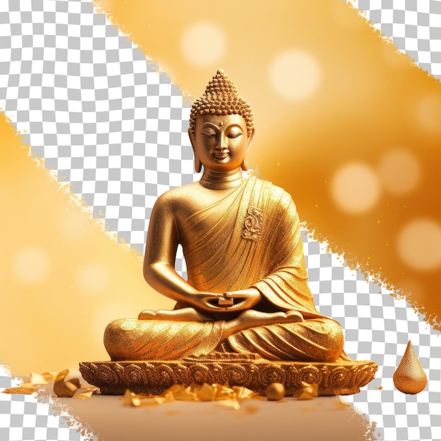 transparent background with a golden Buddha