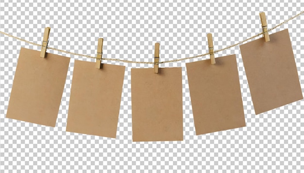 Transparent Background with Hanging Brown Note Cards