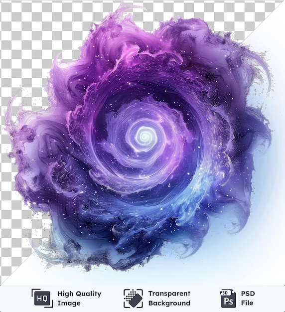 transparent background with isolated abstract vector spirals symbol galaxy purple and white