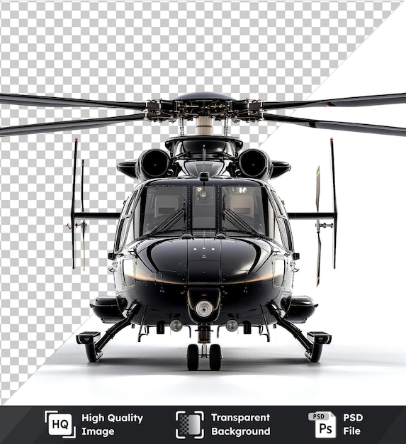 PSD transparent background with isolated black helicopter on transparent background