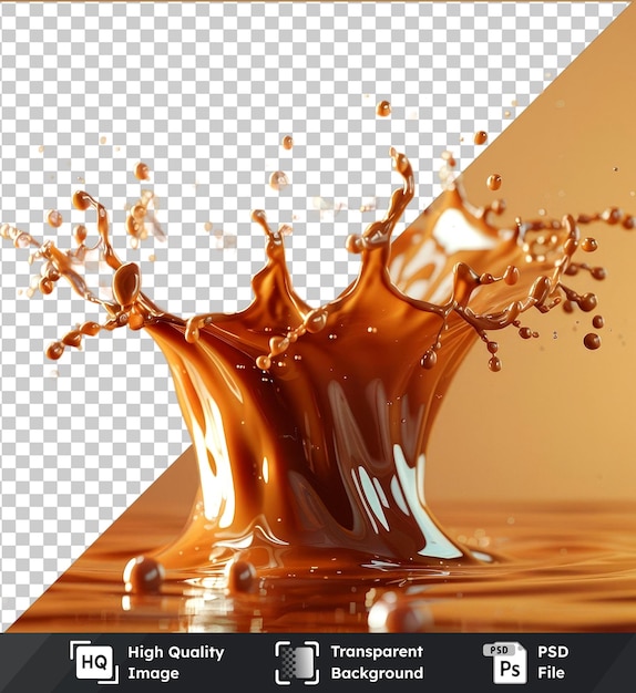 transparent background with isolated brown liquid wave splashes in a vase