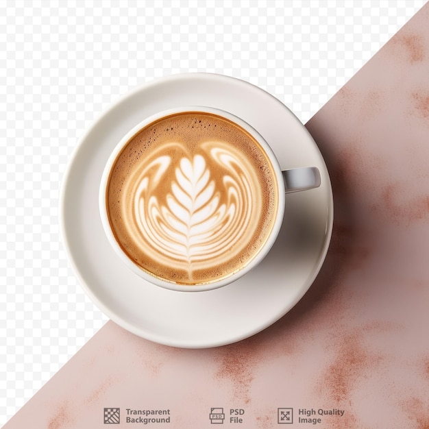 transparent background with isolated cappuccino featuring latte art