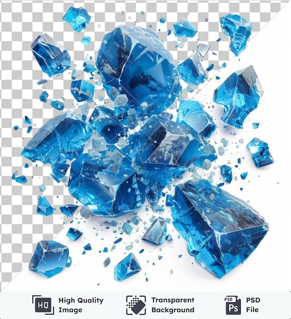 transparent background with isolated crystal ice shards splash vector symbol sharp blue crystals on a isolated background