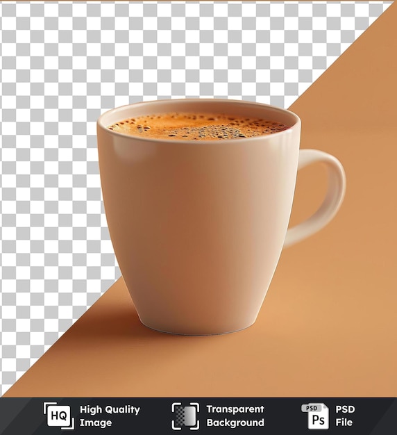 transparent background with isolated cup of chai coffee and a dark shadow