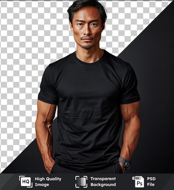 transparent background with isolated front view capture a premium t shirt black technical materials fabric label brand name brand name product product product product product