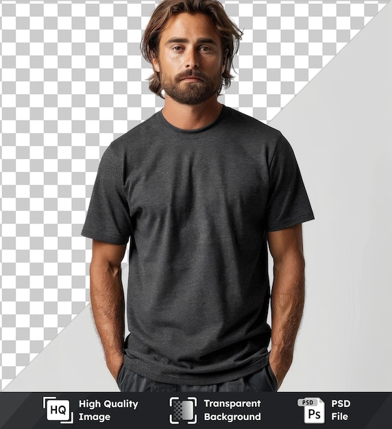 transparent background with isolated front view capture a premium t shirt charcoal technical materials fabric label brand name brand name brand name brand name brand name brand