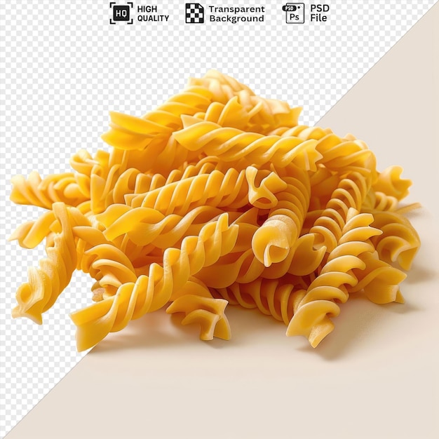 PSD transparent background with isolated fusilli pasta on a white surface png