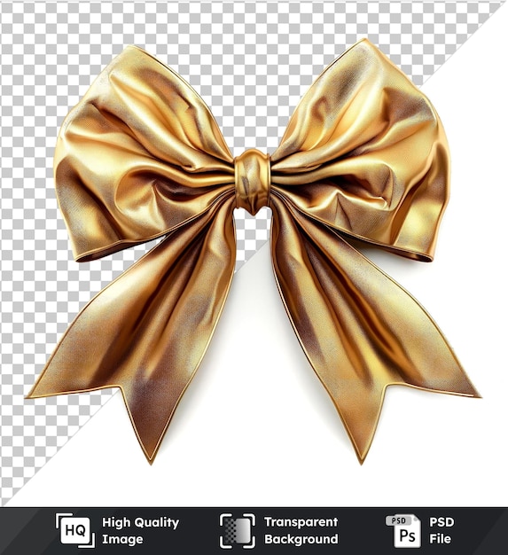 PSD transparent background with isolated golden bow isolated on a transparent background