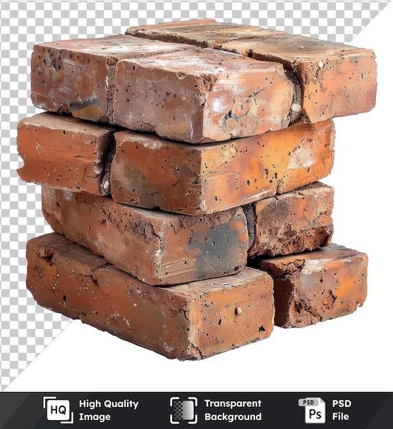 Transparent background with isolated highquality stacked bricks including square and brown brick