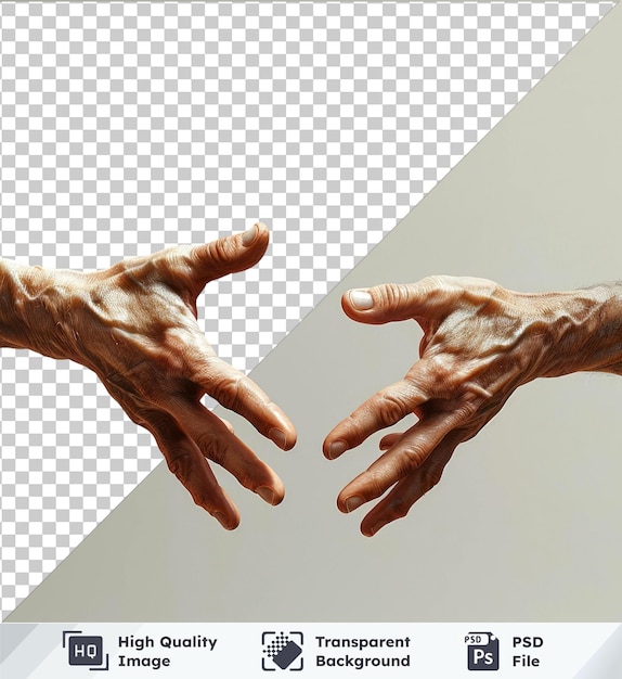 Transparent background with isolated human hands in various gestures