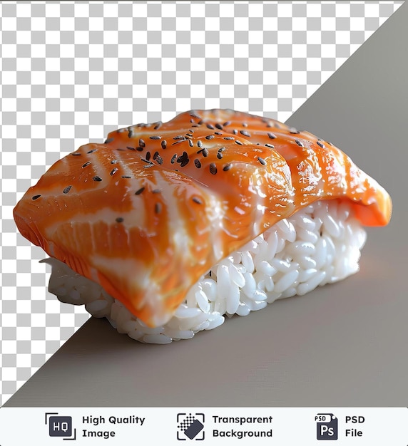 transparent background with isolated inarizushi sushi on a white surface