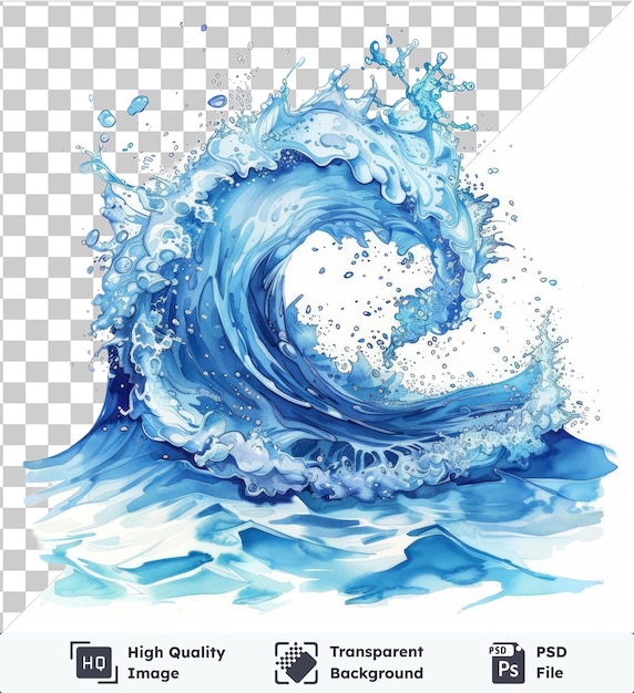 transparent background with isolated liquid splash waves vector symbol aqua blue water splashing in the ocean