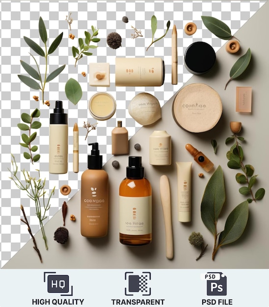 Transparent Background With Isolated Organic baby care products set