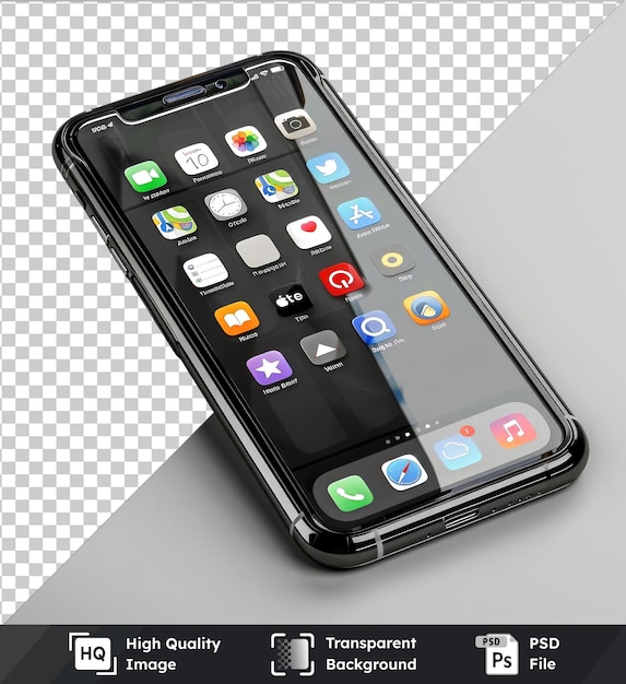 transparent background with isolated phone mockup with like notifications in 3d rendering