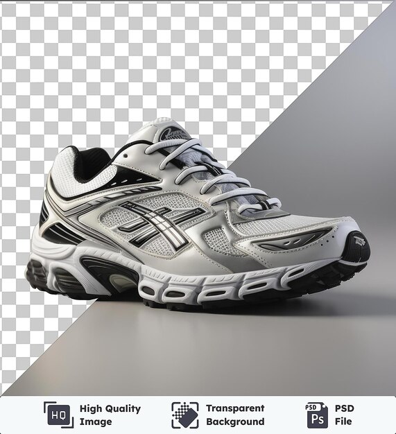 transparent background with isolated realistic photographic runner _ s sneakers a pair of sneakers with a white sole and a black stripe on the side