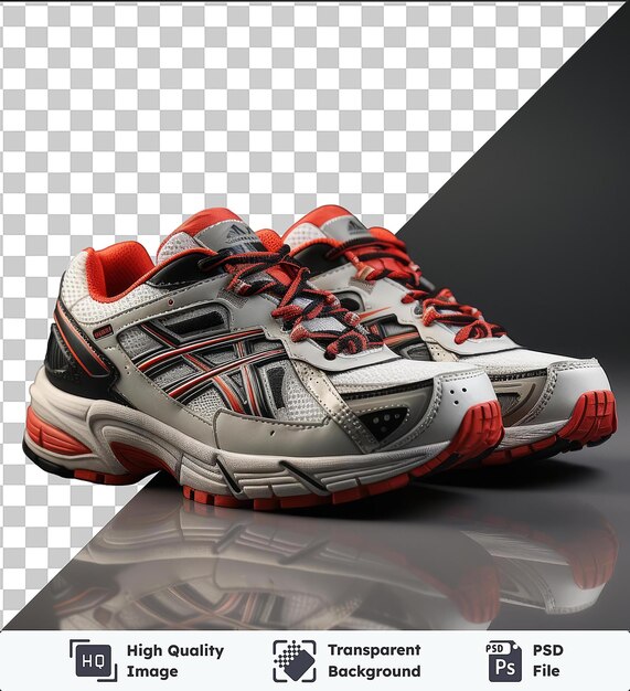 transparent background with isolated realistic photographic runner _ s sneakers a reflection of the scene