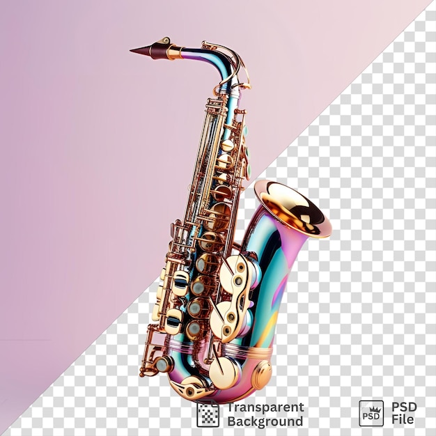 transparent background with isolated saxophone on a pink background