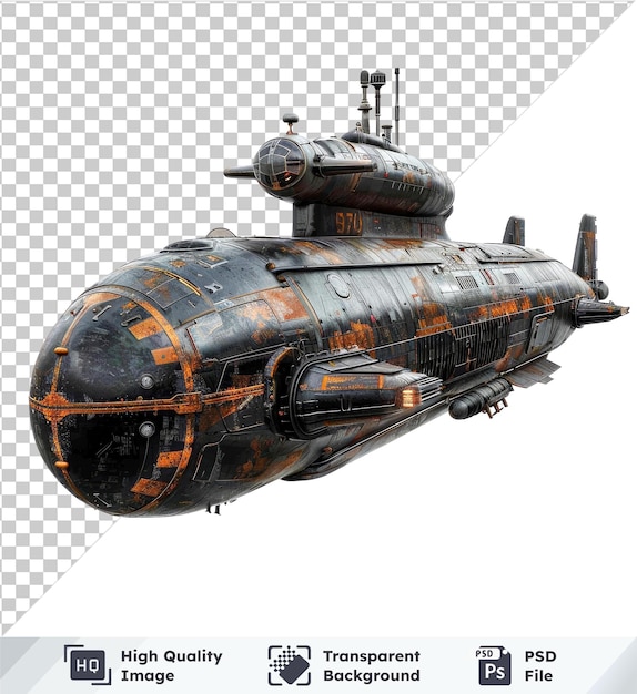 transparent background with isolated submarine isolated on a transparent background