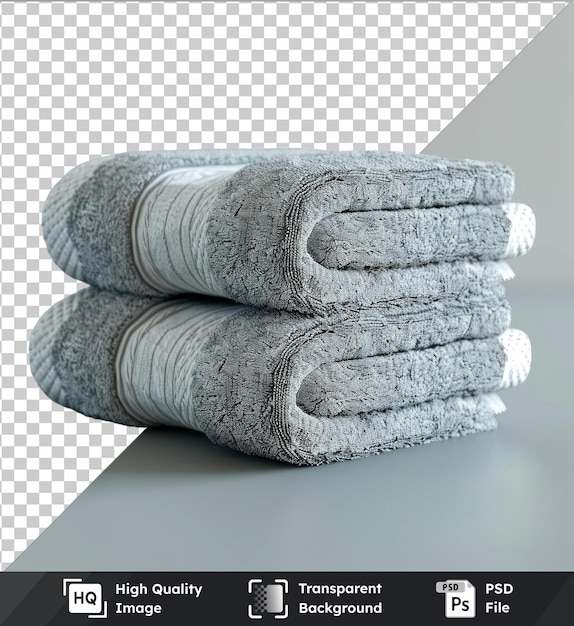 transparent background with isolated towel on a transparent background against a gray and white wall