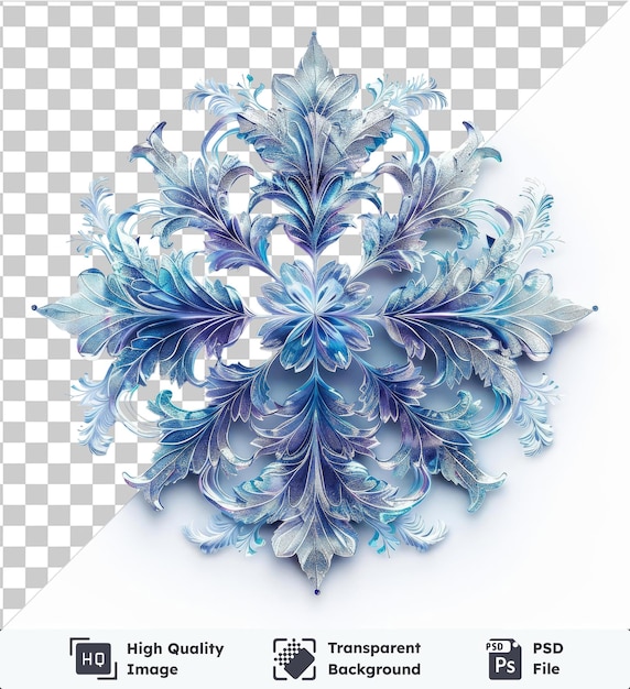 transparent background with isolated vector frost patterns symbol crystal clear blue flowers on a isolated background