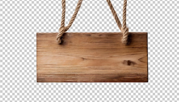 Transparent Background with Wooden Sign Hanging on a Rope