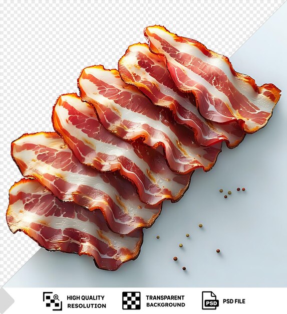 transparent bacon slices mockup on a isolated background png