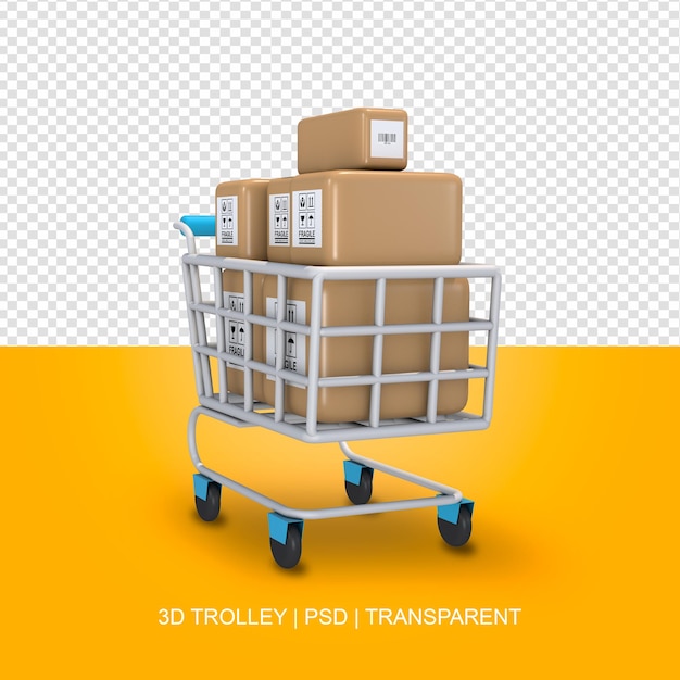 Transparent Blue Trolley Full Boxes No Background