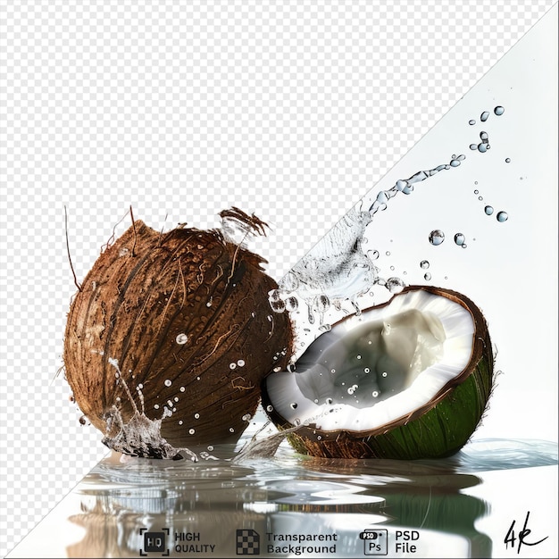 transparent coconut water splashing out of a fresh green coconut png clipart png