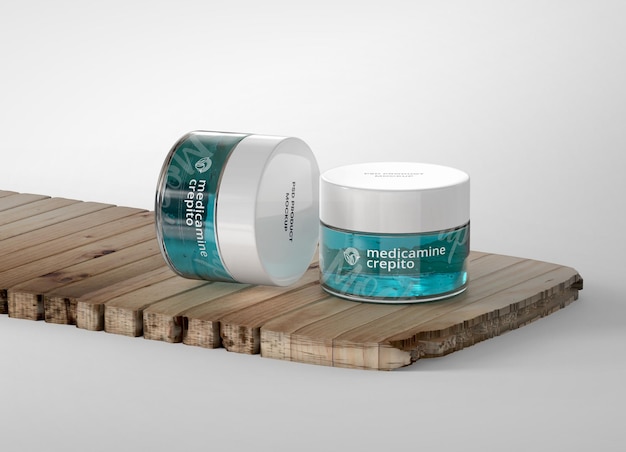 Transparent cosmetic Glass gel jar Mockup