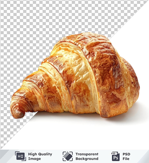 Transparent croissant isolated on transparent background with white shadow