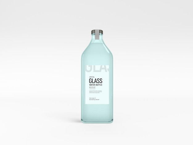 Transparent Crystal Glass Water Bottle Mockup