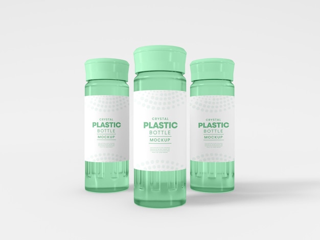 Transparent Crystal Plastic Bottle Mockup