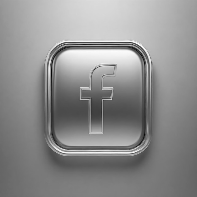 Transparent Facebook icon silver logo 3d f letter premium ui design on psd metallic color backdrop