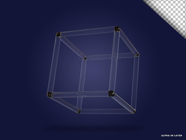 PSD transparent glass abstract geometric shape modern 3d rendered form