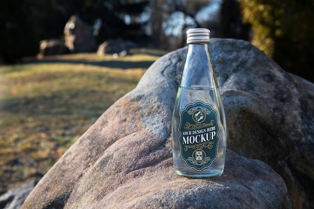 Transparent glass bottle mock-up design