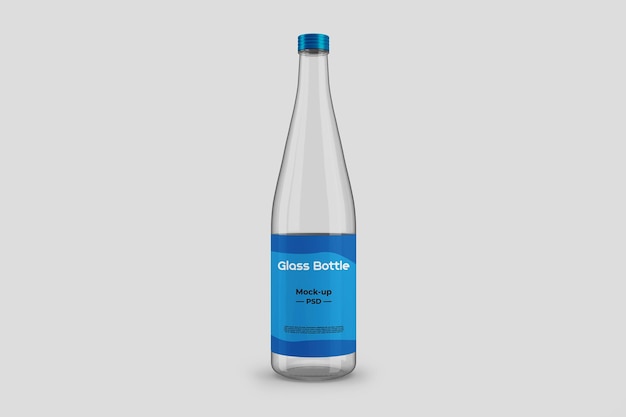 Transparent glass bottle mockup