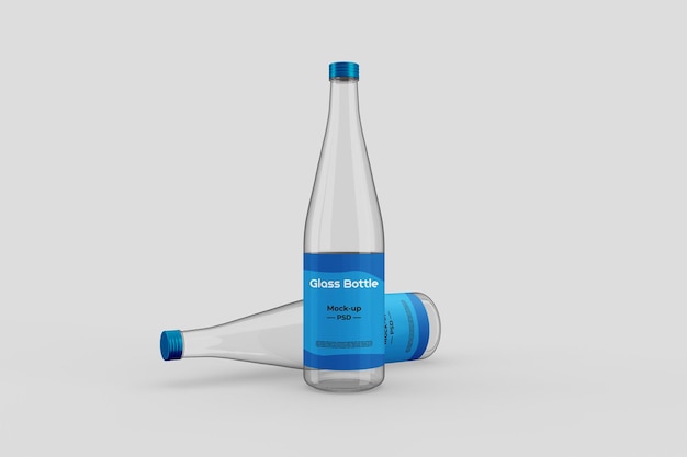 Transparent glass bottle mockup