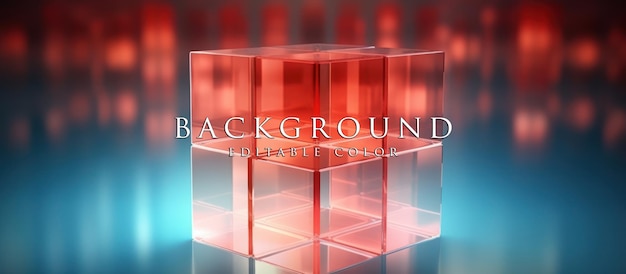 PSD transparent glass cube background 3d rendering illustration