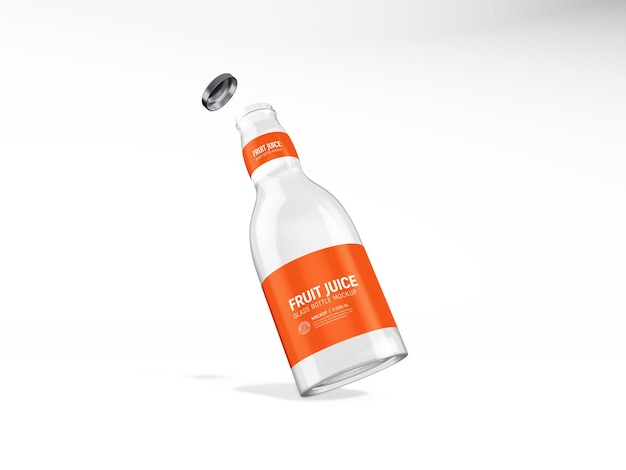 Transparent Glass Juice Bottle Branding Mockup